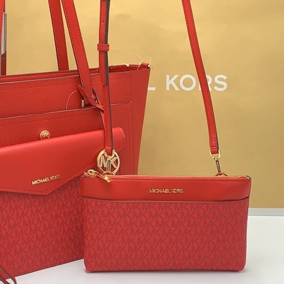 Michael Kors Maisie Large Pebbled Leather 3-in-1 Tote Bag Flame multi color - Picture 13 of 16